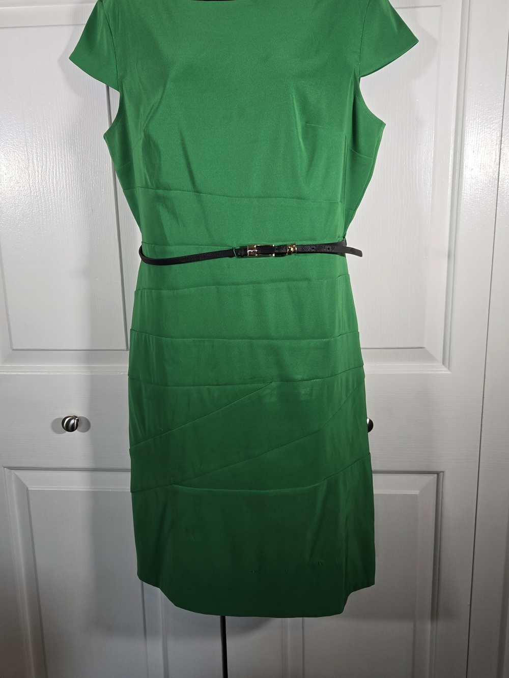 ALYX Green Sheath Dress Size 14 Cap Sleeve Career Cocktail Midi Dress